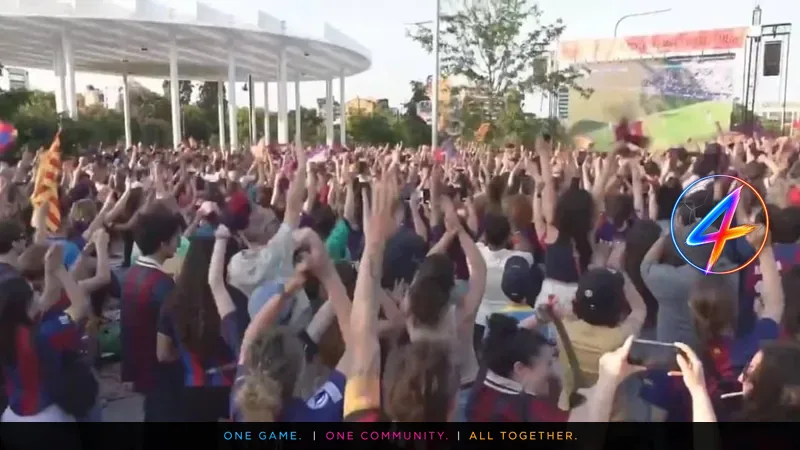 Barcelona fans celebrate Women's Champions League final in park